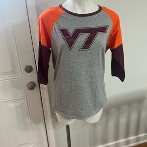 Colosseum Gray and Orange Virginia Tech 100% cotton Raglan Graphic Tee